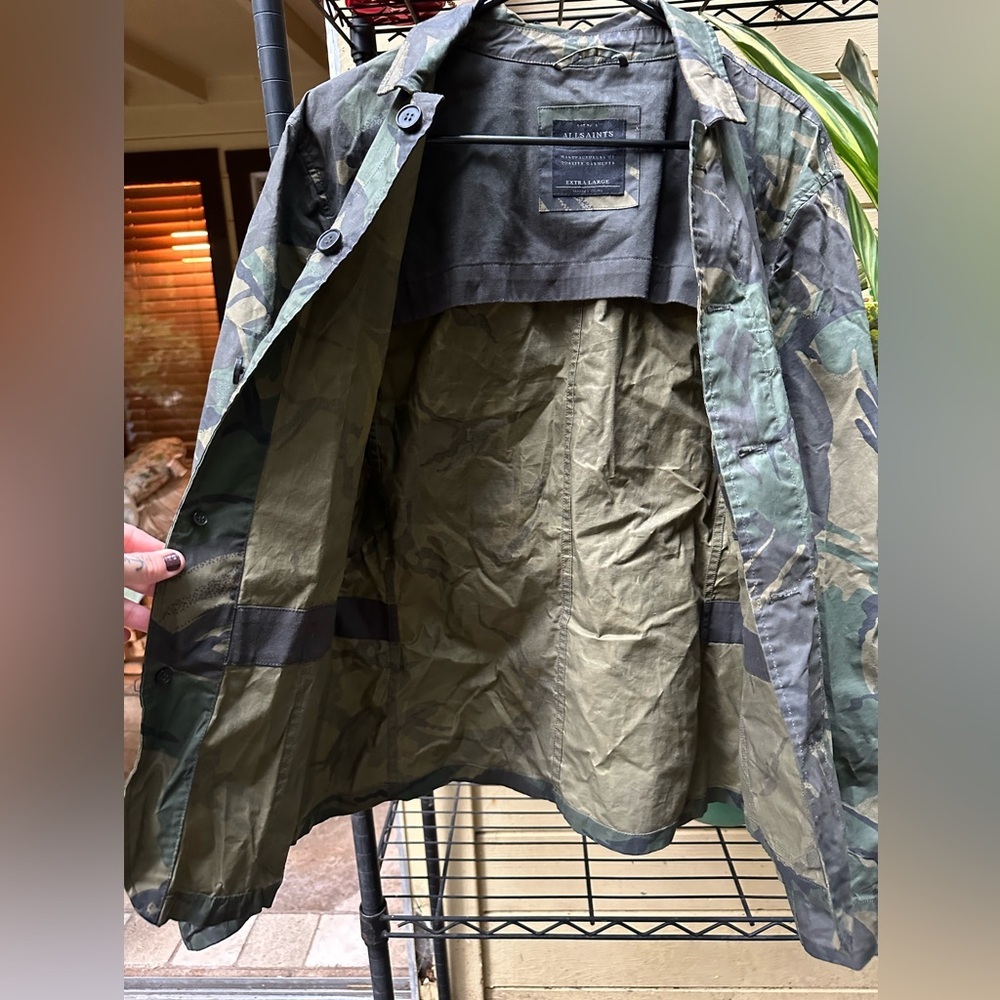 ALLSAINTS SPITALFIELDS Camo Wax Spurr Hardy Blazer XL EUC
3 pocket button down - Picture 3 of 11